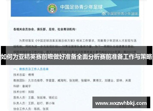 如何为亚精英赛前瞻做好准备全面分析赛前准备工作与策略